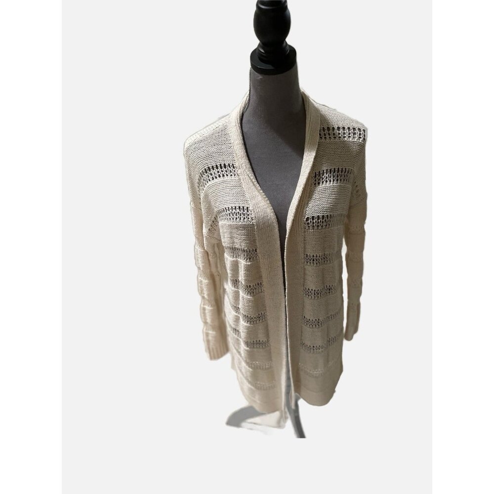 Old Navy Women Beige Open Front Cardigan Long Sleeve Side Vent Size Medium. New